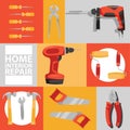 Hand tool vector seamless pattern construction handtools hammer pliers and screwdriver of toolbox illustration workshop Royalty Free Stock Photo