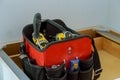 Hand tools built in tool bag in accessories Royalty Free Stock Photo