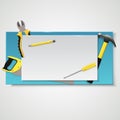Hand tools and empty banner with place for your text. Carpentry background Royalty Free Stock Photo