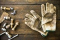 Hand tools set or Work tools set background, Tools in industry job for general work or hard work. personal protection equipment Royalty Free Stock Photo