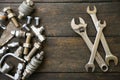 Hand tools set or Work tools set background, Tools in industry job for general work or hard work. personal protection equipment Royalty Free Stock Photo