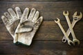 Hand tools set or Work tools set background, Tools in industry job for general work or hard work. personal protection equipment Royalty Free Stock Photo