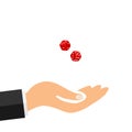 The hand tosses dice, to play dice Royalty Free Stock Photo