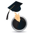 Hand tossing graduation cap. Vector illustration decorative design Royalty Free Stock Photo
