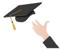 Hand Tossing a Mortarboard Royalty Free Stock Photo