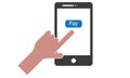 Hand Touch Android Mobile Phone - Online Pay Concept , Online Money Pay