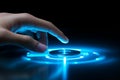 Hand touch digital hud interface futuristic technology. By generative Ai Royalty Free Stock Photo