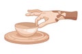 Hand touch finished ceramic products. Vector illustration