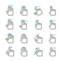 Hand touch gestures icons set