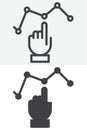Hand touch graph line and solid vector icon set Royalty Free Stock Photo