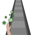 Hand touch the handrail of escalator icon vector illustration.