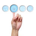 Hand touch on Internet icon Royalty Free Stock Photo