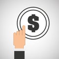 Hand touch money dollar icon design