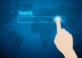 Hand touch screen interface search button.vector illustration Royalty Free Stock Photo