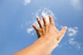 Hand touch the sky Royalty Free Stock Photo