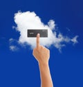 Hand touch white cloud Royalty Free Stock Photo