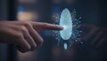 Hand touching biometric fingerprint for secure identification technology Royalty Free Stock Photo