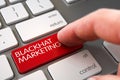 Hand Touching Blackhat Marketing Button. 3D. Royalty Free Stock Photo