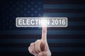 Hand touching the button of election 2016 Royalty Free Stock Photo