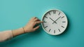 The Hand Touching Clock.AI generated image Royalty Free Stock Photo