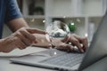 Hand touching cloud computing Royalty Free Stock Photo