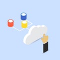 Hand touching the cloud storage. Big data. Royalty Free Stock Photo