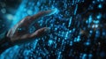 Hand Touching Digital Interface.AI generated image Royalty Free Stock Photo