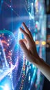 Hand Touching a Futuristic Digital Interface Royalty Free Stock Photo