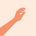 Hand touching or holding to something. Grabbing by hand vector illustration Royalty Free Stock Photo