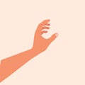 Hand touching or holding to something. Grabbing by hand vector illustration Royalty Free Stock Photo
