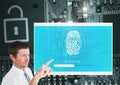 Hand Touching Identity Verify security fingerprint App Interface