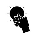 Hand touching light bulb silhouette style icon vector design Royalty Free Stock Photo