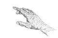 Hand touching low poly BW Royalty Free Stock Photo