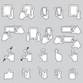 Hand Touching Mobile Phone and Digital Tablet,vector EPS10