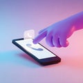 Hand Touching Phone Call Icon on Gradient Background Digital Illustration Royalty Free Stock Photo