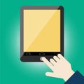 Hand touching screen tablet vector Royalty Free Stock Photo