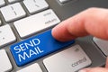 Hand Touching Send Mail Keypad. 3D. Royalty Free Stock Photo