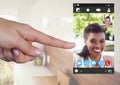 Hand touching Social Video Chat App Interface Royalty Free Stock Photo