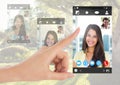 Hand touching Social Video Chat App Interface Royalty Free Stock Photo