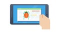 Hand Touching Tablet with Bug Icon, vector design Generative AI Royalty Free Stock Photo
