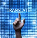 Hand touching on Translate word. Business concept