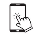 Hand touchscreen smartphone icon. Vector illustration