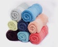 Hand towels in bundle stacked up. Spa and wellness Concept