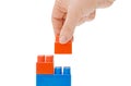 Hand with the toy block isolated Royalty Free Stock Photo