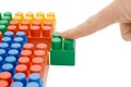 Hand with the toy block isolated Royalty Free Stock Photo