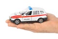 Hand with toy police car Royalty Free Stock Photo