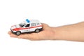 Hand with toy police car Royalty Free Stock Photo