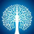 Hand tree in blue background