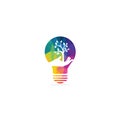 Hand tree and bulb logo design. Royalty Free Stock Photo