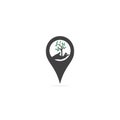 Hand tree and GPS pin logo design. Royalty Free Stock Photo